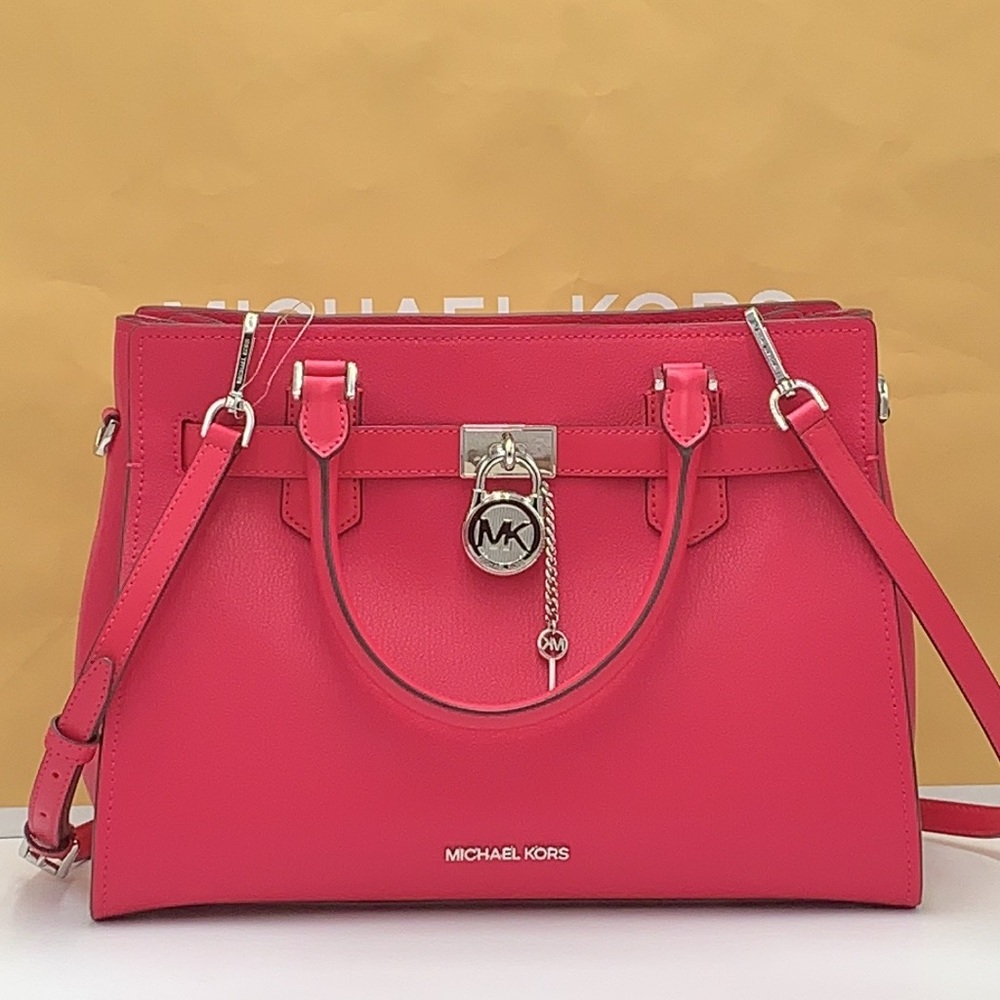 MICHAEL KORS HAMILTON MEDIUM SATCHEL   COLOR: Electric Pink  NWT - Picture 4 of 16